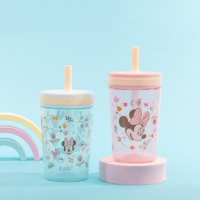 Zak Designs Disney Minnie Mouse Kelso Toddler Cups For Travel or At Home, 15oz 2-Pack Durable Plastic Sippy Cups With Leak-Proof Design is Perfect For Kids (Minnie Mouse) - Image 2