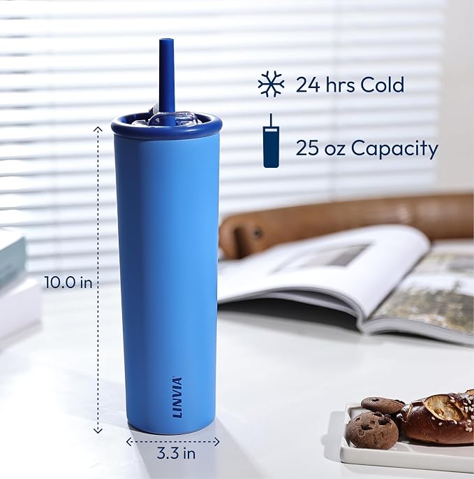 Candy Tumbler, 25 oz Insulated Stainless Steel Water Bottle, 2-in-1 Lid with Flexible Straw, BPA-Free, Cup Holder Friendly, Dishwasher Safe, Avocado Green - Image 5