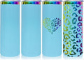 20 oz Skinny Tumblers Stainless Steel Tumbler with Lid and Straw Double Wall Vacuum Insulated Coffee Mug 20oz Powder Coated Cup for Hot and Cold Drinks(Blue,4 pack) by FunTrans