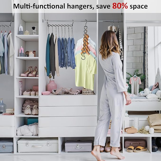 12 Pack Space Saving Hangers for Clothes, Heavy Duty 30Lbs Capacity Magic - Image 5