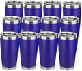 20oz Stainless Steel Tumbler Bulk with Lid, Travel Mug - Double Wall Vacuum Powder Coated Cup - Dark Blue, 12 Pack by Unknown