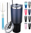 40 oz Tumbler with Lids and Straws, Stainless Steel Insulated Coffee Tumbler, Double Wall Vacuum Insulated Travel Mug Cup, Leakproof Thermal Coffee Cup for Hot and Cold Drinks (Indigo Black) by GUDEMAO
