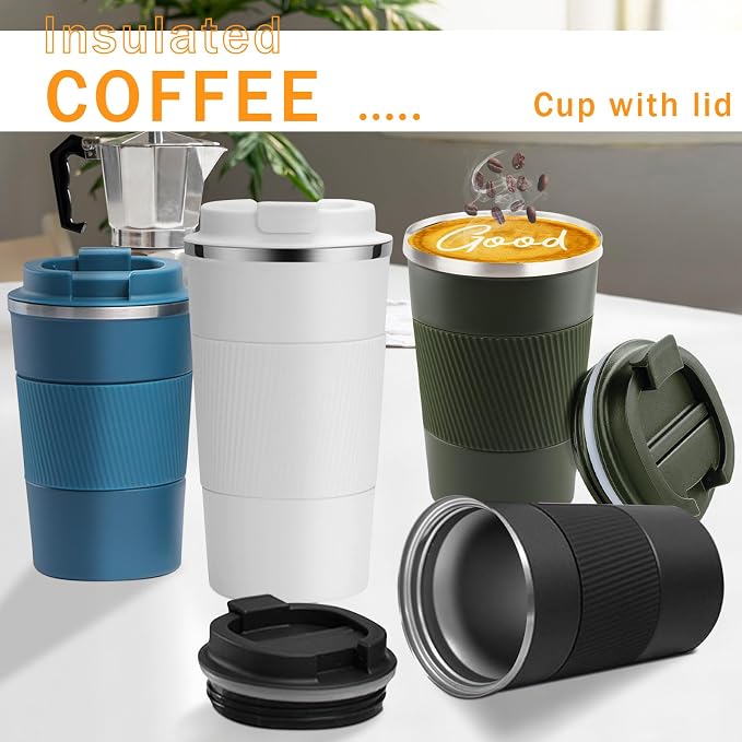 YINBAOGE Insulated Travel Coffee Mug, Spill & Leak Proof, Portable To Go Camping Stainless Steel Coffee Tumbler, Reusable Thermal Coffee Cup with Lid for Hot & Cold Drinks (Green, 17 OZ) - Image 6