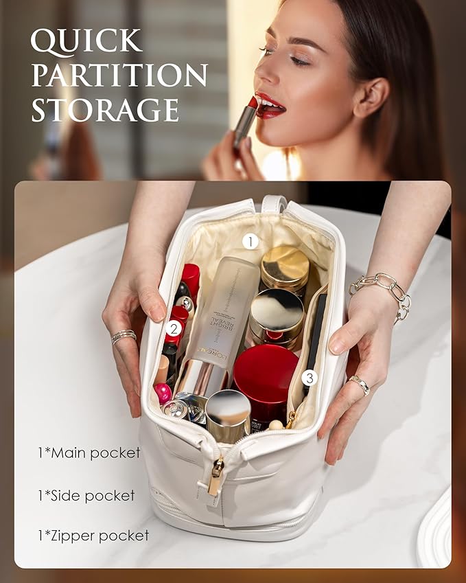 Bridesmaid Gift, Initial Makeup Bags, Personalized Double Layer Cosmetic Bag - Image 3