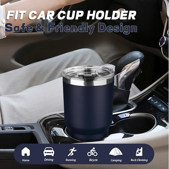 30 oz Tumbler with Lids and Straws, Stainless Steel Insulated Coffee Tumbler, Double Wall Vacuum Insulated Travel Mug Cup, Leakproof Thermal Coffee Cup for Hot and Cold Drinks (Navy Blue) - Image 6