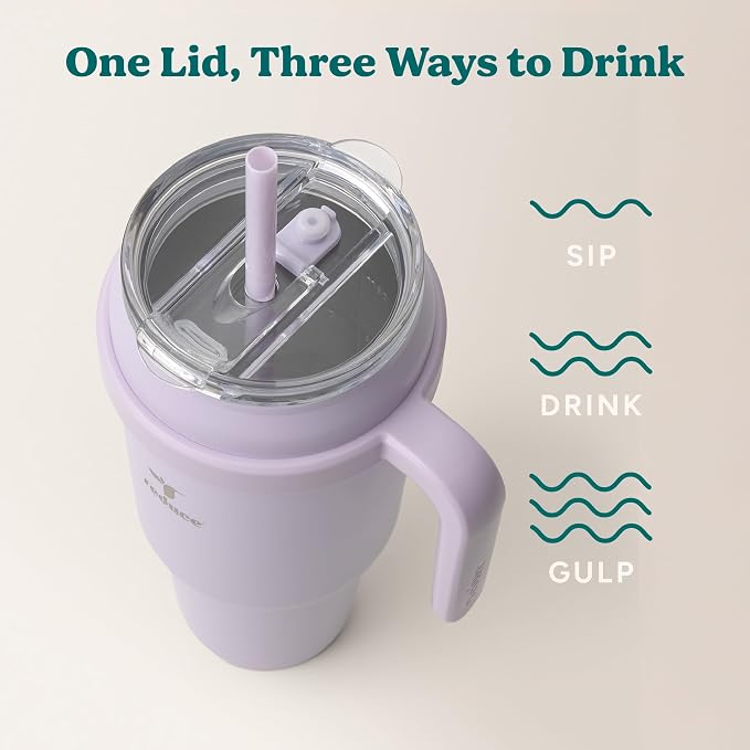 Reduce Reusable 50 oz Cold1 Water Tumbler – Ergonomic Handle – Double-Wall Insulation – Sturdy Desktop/Tabletop Mug with Lid and Straw -BPA-Free –Stainless Steel for Gym, Home, Office– Gentle Lavender - Image 5