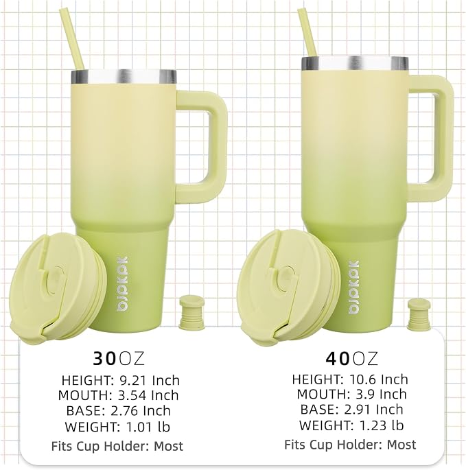 BJPKPK 30 oz Tumbler With Handle Insulated Tumblers With Lid And Straw Stainless Steel Thermal Cup,Lime - Image 4