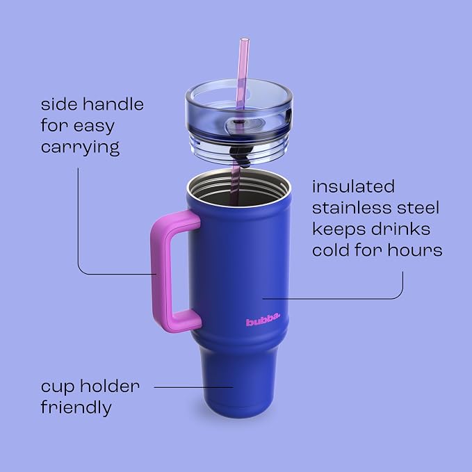 bubba 40 oz Insulated Stainless Steel Tumbler with Handle and Straw - Leakproof, Dishwasher Safe, Cup Holder Tumbler, Lead-Free and BPA-Free, Ocean Energy - Image 5