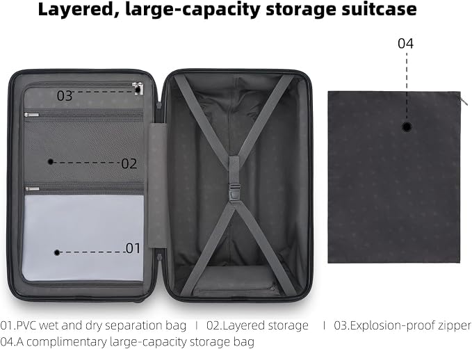 Trunk Luggage 26 Inch, Medium Checked Luggage - Image 5