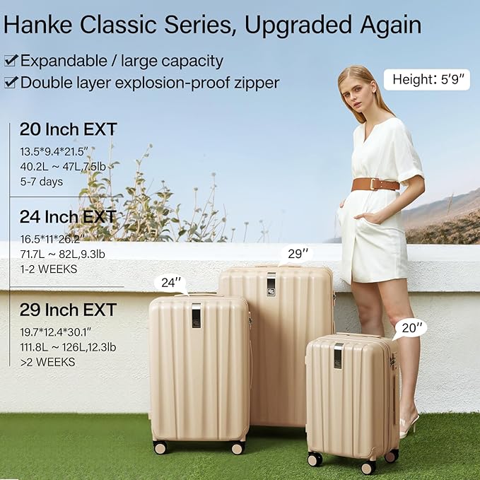 Hanke 24 Inch Expandable Checked Luggage Lightweight PC Hard Shell Luggage - Image 2