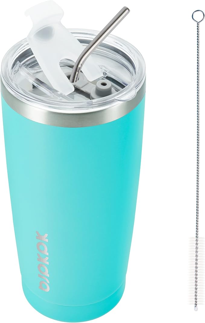 BJPKPK 20 oz Tumbler With Lid And Straw Stainless Steel Ice Coffee Tumblers Vacuum Insulated Travel Thermal Cup,Turquoise by BJPKPK