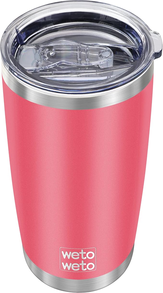 WETOWETO 20oz Tumbler, Stainless Steel Vacuum Insulated Water Coffee Tumbler Cup, Double Wall Powder Coated Spill-Proof Travel Mug Thermal Cup for Home Outdoor (Watermelon Red, 1 Pack) by Wetoweto