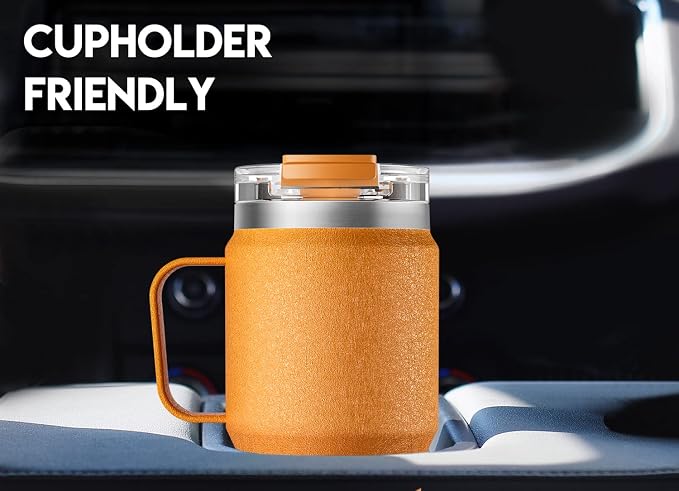 Meoky 24oz Travel Mug, Triple Insulated Stainless Steel Tumbler with Handle and 2-in-1 Straw and Sip Lid, 100% Leak Proof, Keeps Cold for 24 Hours or Hot for 8 Hours, Cupholder Friendly (Maple) - Image 6