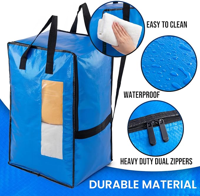 TAILI 4 Pack Blue Moving Bags w/Adjustable Backpack Straps, Moving Supplies - Image 7