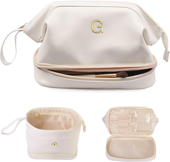 Bachelorette Gifts, Large Makeup Bags, Personalized Double Layer Cosmetic Bag by Vogewood