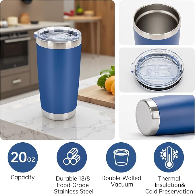 IEOVIEE 32 Pack, 20oz Stainless Steel Bulk Tumblers with Lids and Straws, Double Wall Insulated Travel Coffee Mug, Durable Powder Coated Tumbler Bulk Cup for Cold and Hot Drinks(Mixed Color) - Image 5