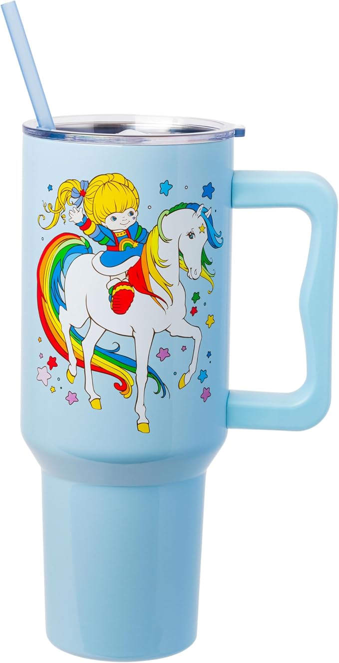 Silver Buffalo Rainbow Brite Featuring Starlite Stars Stainless Steel Tumbler with Handle and Straw, Fits in Standard Cup Holder, 40 Ounces (Pack of 12) by SilverBuffalo