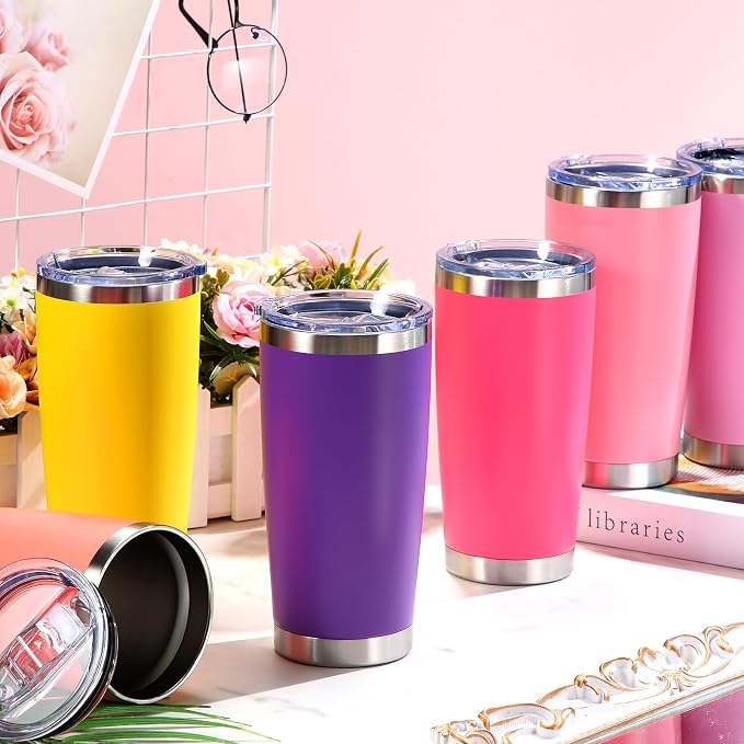 Sieral 36 Pack Stainless Steel Tumblers Bulk with Lids Double Wall Vacuum Insulated Coffee Cups Blank leakproof Powder Coated Tumblers for Engraving Wedding Graduation Party Favors(20 oz,Warm Color) - Image 3