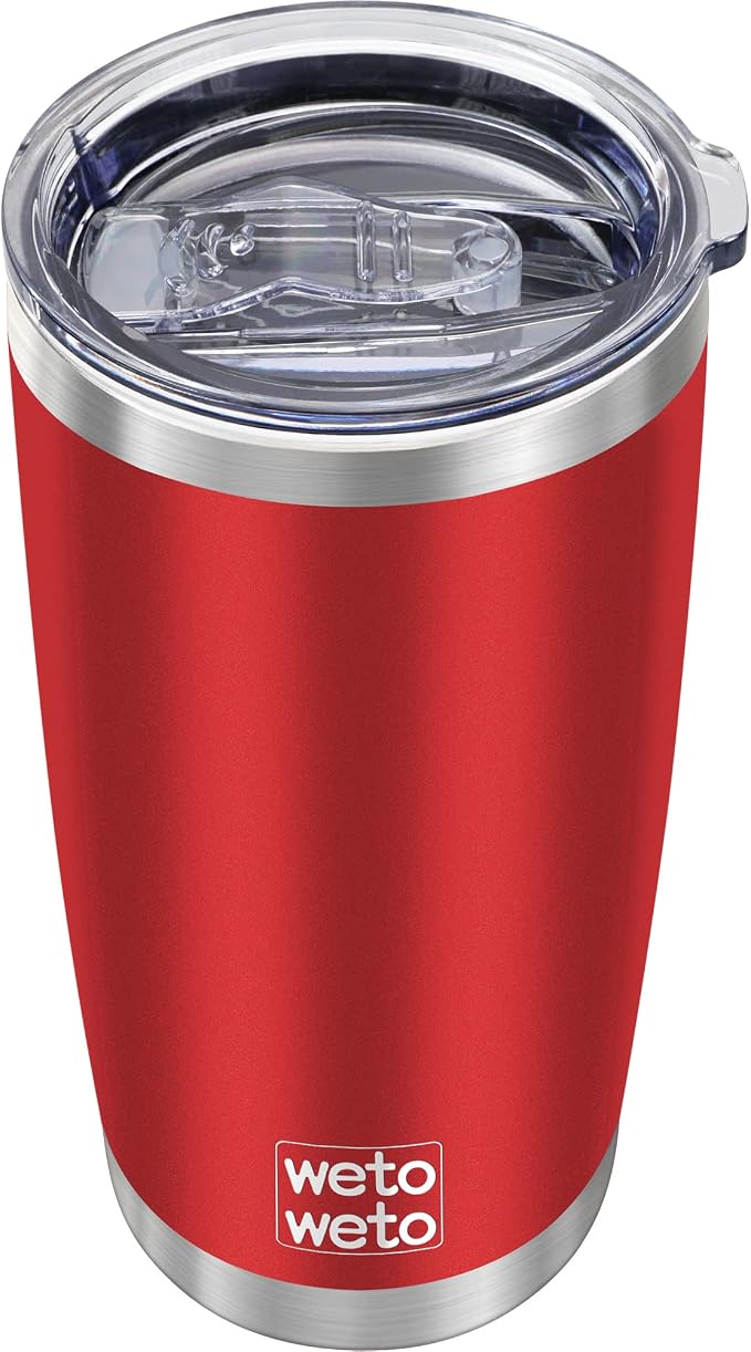 WETOWETO 20oz Tumbler, Stainless Steel Vacuum Insulated Water Coffee Tumbler Cup, Double Wall Powder Coated Leak-proof Travel Mug (Red, 1 Pack) by Wetoweto