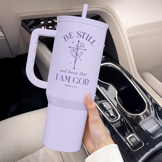Christian Gift for Women – Insulated Stainless Steel Tumbler with Handle and Straw - Religious Inspirational Gifts for Birthday Christmas, 40oz - Image 6