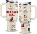 Christian Teacher Gift, 40oz God Says I Am Teacher Tumbler With Handle, Christian Gifts for Women, Inspirational Religious Birthday Gifts for Teachers Bible Verse Cup, Teachers Appreciation Gifts by NIAXAUYT