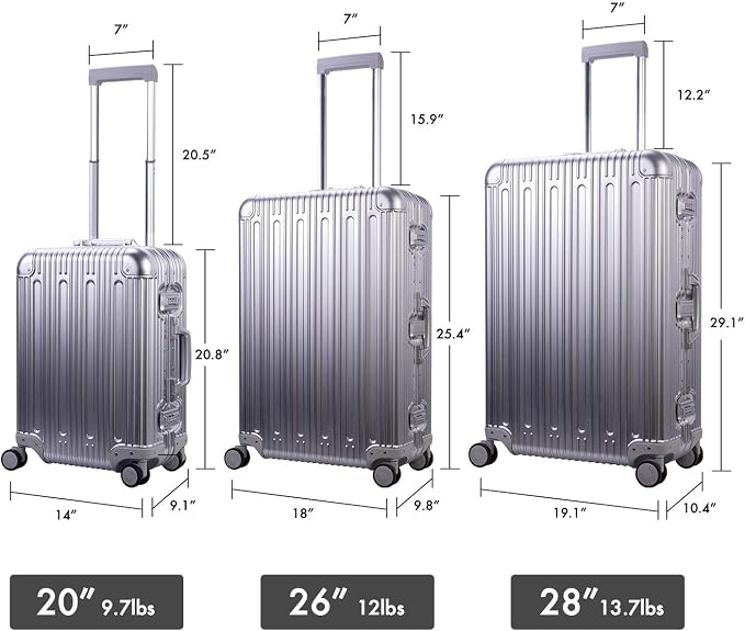 TRAVELKING All Aluminum Carry On Luggage - Image 7