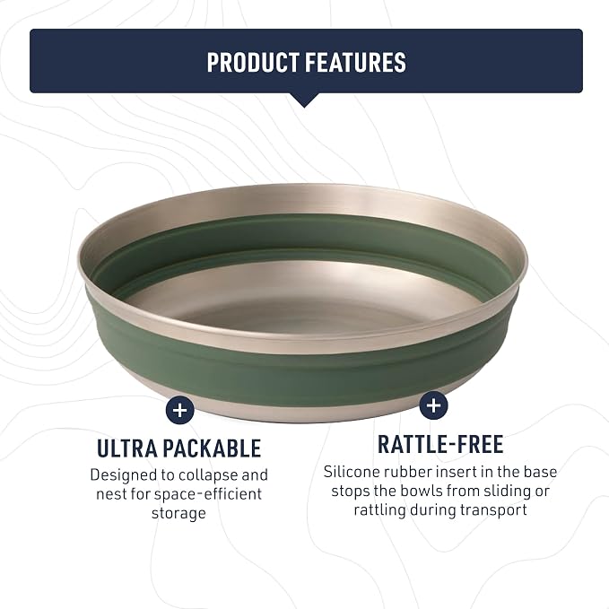 Sea to Summit Detour Stainless Steel Collapsible Bowl, Laurel Wreath Green - Image 3