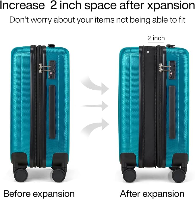 Hanke Expandable Hard Shell Luggage Sets 2 piece Carry on Luggage - Image 3