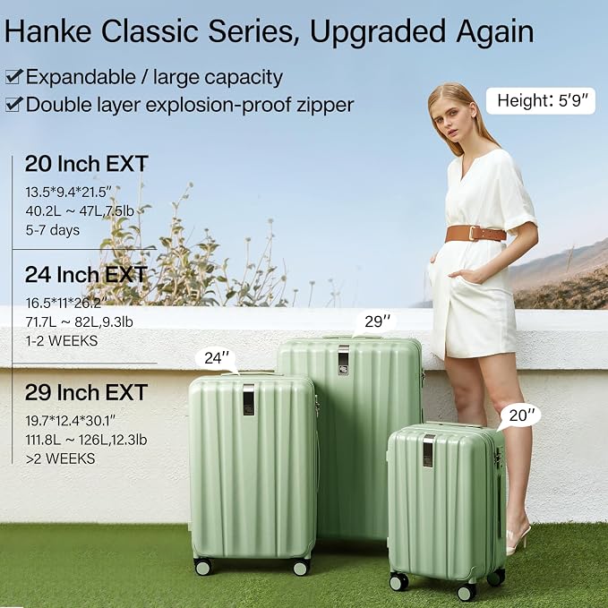 Hanke 20 Inch Expandable Carry on Luggage 22x14x9 Airline Approved Lightweight - Image 2
