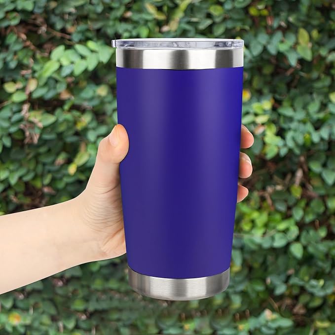 20oz Stainless Steel Tumbler Bulk with Lid, Travel Mug - Double Wall Vacuum Powder Coated Cup - Dark Blue, 6 Pack - Image 6