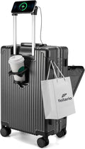 feilario 24in Aluminium Frame PC Hard Shell Spinner Wheels Luggage, Built-In by feilario