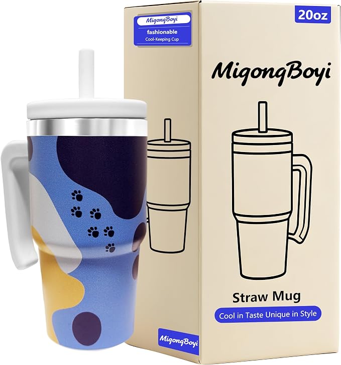 20-OZ Insulated Water Bottle,Insulated Stainless Steel Tumbler,Reusable Cold Drink Thermos,BPA-Free, Double-Wall Stainless Steel Water Bottle (Blue-Hoo ray, 20, Fluid Ounces) by Unknown
