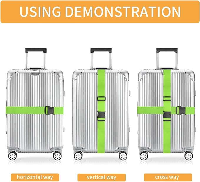 BILIONE 4 Pack Luggage Straps 79" Long Belts Keep Suitcase Secure While - Image 2