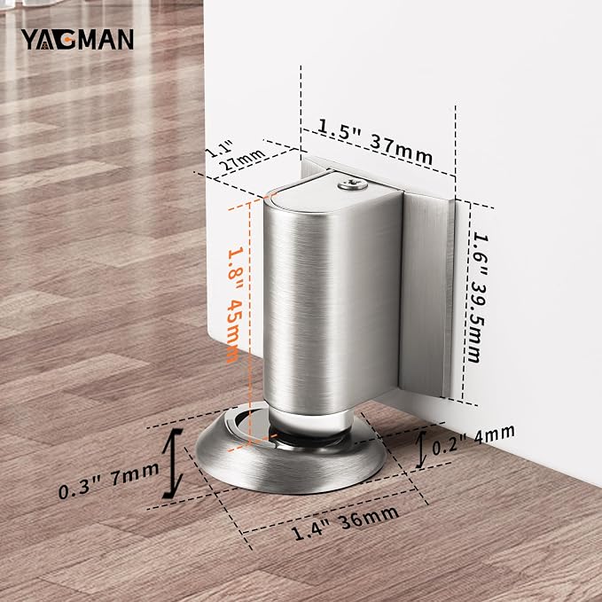 2 Pack Magnetic Door Stoppers Retractable Bottom of Door Holder No Drilling - Image 2