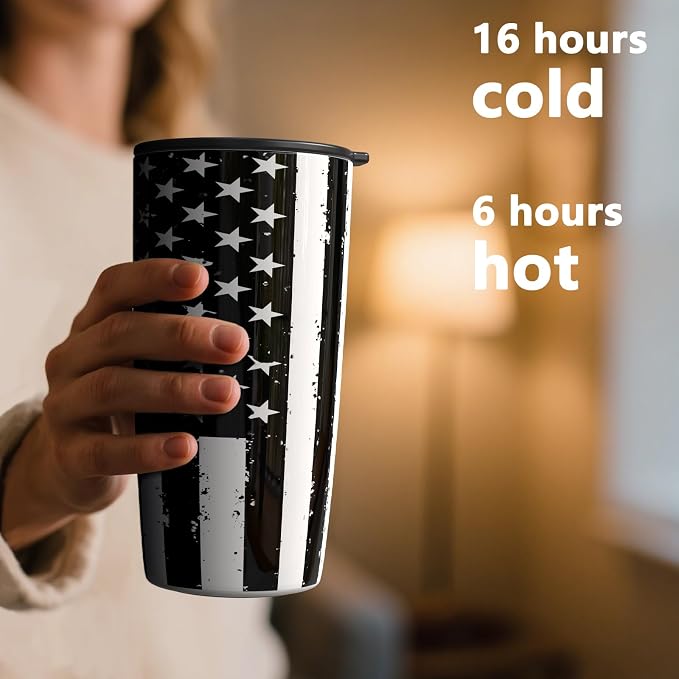 TILUCK 20 oz Insulated Tumbler with BPA-Free Lid, Stainless Steel Vacuum Travel Coffee Mug, Double Wall Coffee Tumbler（20oz，BlackFlag） - Image 3