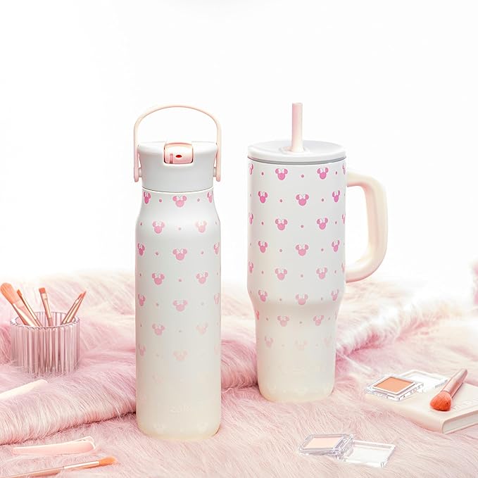 Zak Designs Disney Sutton Travel Tumbler for On the Go or At Home, 40oz Stainless Steel with Vacuum Insulation, Silicone Straw, Carry Handle, and 3D Artwork for Cold Drinks (Minnie Mouse) - Image 3