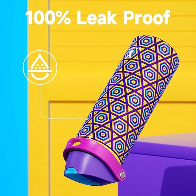 24 oz Insulated Water Bottle for Women: Meoky Stainless Steel Water Bottle with Holder and Shoulder Strap - Leak Proof, Cold for 24 Hours, Protective Silicone Base, BPA-Free for Travel Gym, Neon Beat - Image 6