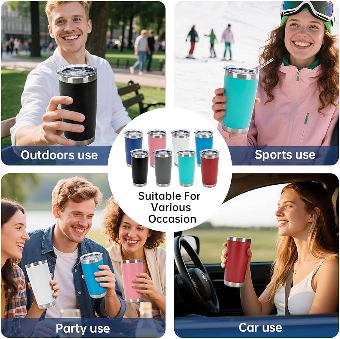 IEOVIEE 32 Pack, 20oz Stainless Steel Bulk Tumblers with Lids and Straws, Double Wall Insulated Travel Coffee Mug, Durable Powder Coated Tumbler Bulk Cup for Cold and Hot Drinks(Mixed Color) - Image 8