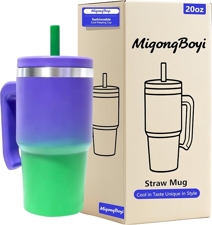 20-OZ Insulated Water Bottle,Insulated Stainless Steel Tumbler,Reusable Cold Drink Thermos,BPA-Free, Double-Wall Stainless Steel Water Bottle (Purple Green Gradient, 20, Fluid Ounces) by Unknown