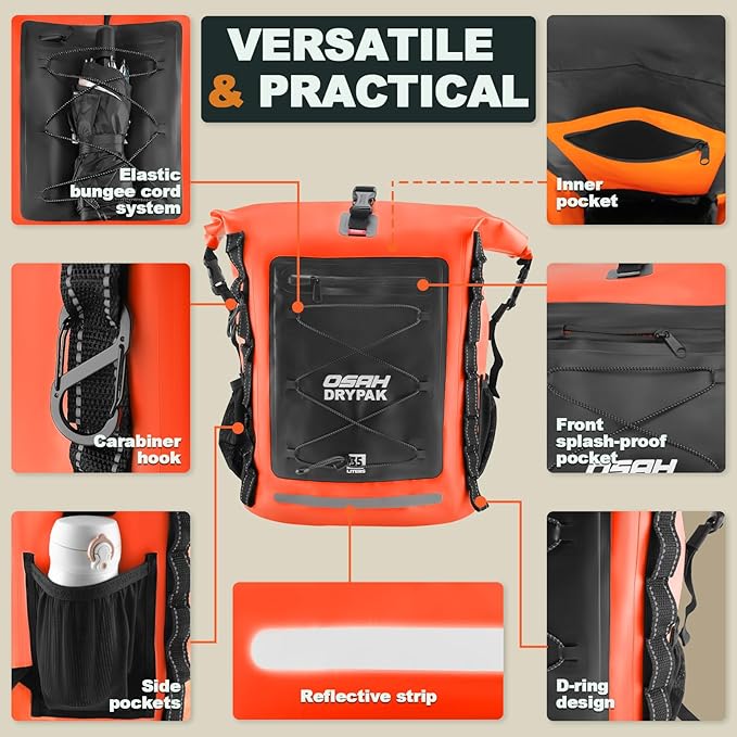 Waterproof Backpack Dry Bag 35L/55L/85L – Heavy Duty Roll-Top Hiking Backpack - Image 3