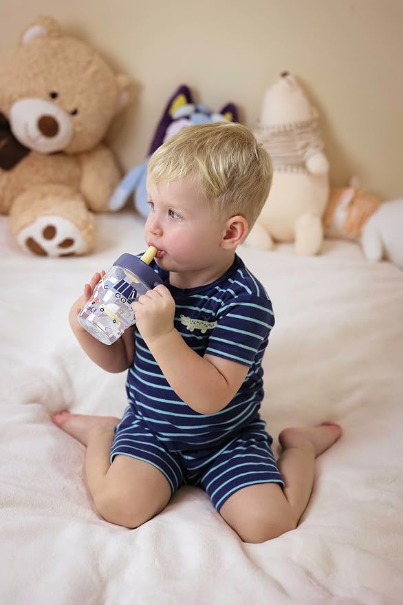 Zak Designs Capri Toddler Tumbler For Travel or At Home, 10oz 2-Pack Durable Plastic Sippy Cups With Handle and Leak-Proof Design are Perfect For Kids (Wheels, Blue) - Image 3