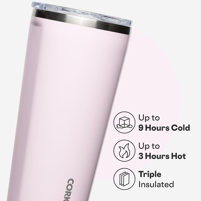 Corkcicle Classic Tumbler - Keeps Drinks Cold for 9 Hours & Hot for 3 - Triple-Insulated Stainless Steel - Holiday Tumbler Gift - 24 oz - Powder Puff - Image 3