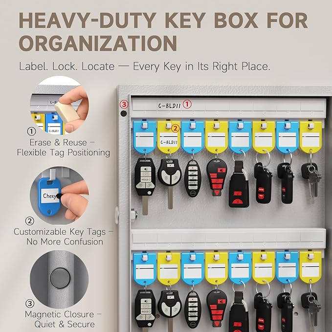 WeHere 192 Key Lock Box Wall Mount, APP Bluetooth/OTP/Wi-Fi/Fixed Code/Key - Image 3