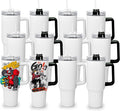 sweet grain 40 oz Sublimation Tumbler with Handle and Straw(12 Pack) Stainless Steel Double Wall Vacuum Insulated Travel Mug Cup Tumblers Bulk Sublimation Blank - White & Black by sweetgrain