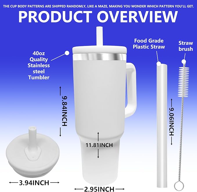 40-OZ Insulated Water Bottle,Insulated Stainless Steel Tumbler,Reusable Cold Drink Thermos,BPA-Free, Double-Wall Stainless Steel Water Bottle (Cup Body Color-Blind Box, 40, Fluid Ounces) - Image 4