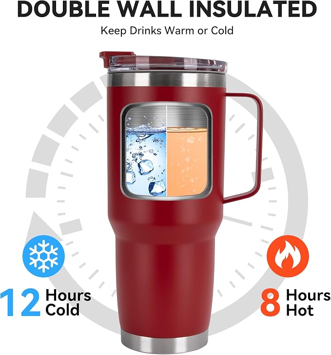 HASLE OUTFITTERS 30oz Tumbler Bulk with Handle, Insulated Travel Coffee Mug Set with Handle Leak-Proof Double Wall Stainless Steel Vacuum Tumblers Pack Metal Cup for Hot and Cold Drink - Image 7