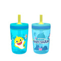 Zak Designs 15oz Baby Shark Kelso Tumbler Set, Leak-Proof Screw-On Lid with Straw Made of Durable Plastic and Silicone, Perfect Bundle for Kids (2pcs Set) by ZakDesigns