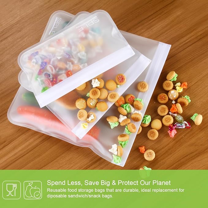 SPLF 12 Pack Dishwasher Safe Reusable Food Storage Bags, BPA Free Freezer Bags - Image 6
