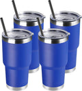 DOMICARE 30 oz Tumbler with Lid and Straw, Stainless Steel Tumblers Bulk, Insulated Vacuum Double Wall Travel Coffee Mug, Durable Powder Coated Tumbler Cups (Dark Blue, 4) by VisittheDOMICARE