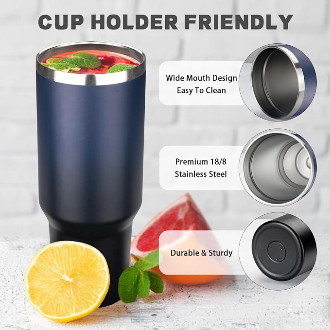 40 oz Tumbler with Lids and Straws, Stainless Steel Insulated Coffee Tumbler, Double Wall Vacuum Insulated Travel Mug Cup, Leakproof Thermal Coffee Cup for Hot and Cold Drinks (Indigo Black) - Image 3